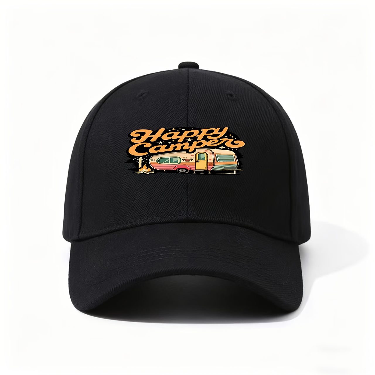 Outdoor Adventure Vacations - Topi Ilustrasi Happy Camper Trailer, Sempurna